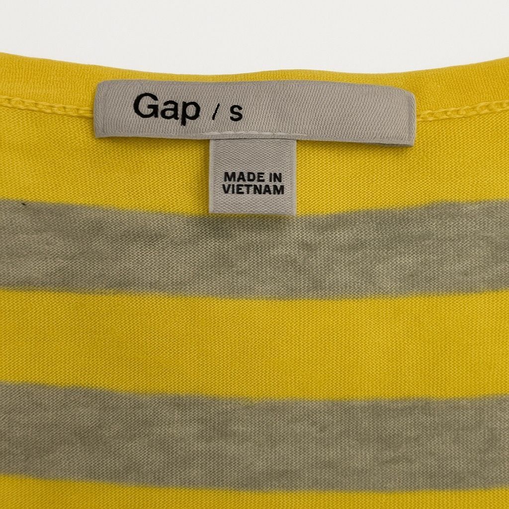 Gap GAP Women’s Size S Yellow Gray Striped Henley Long Sleeve To Size S / US 4 / IT 40 - 4 Thumbnail