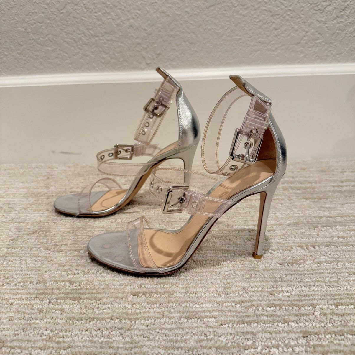 Gianvito Rossi Gianvito Rossi Gabby Plexi Sandals Clear PVC/Silver Leather Size US 7.5 / IT 37.5 - 15 Thumbnail