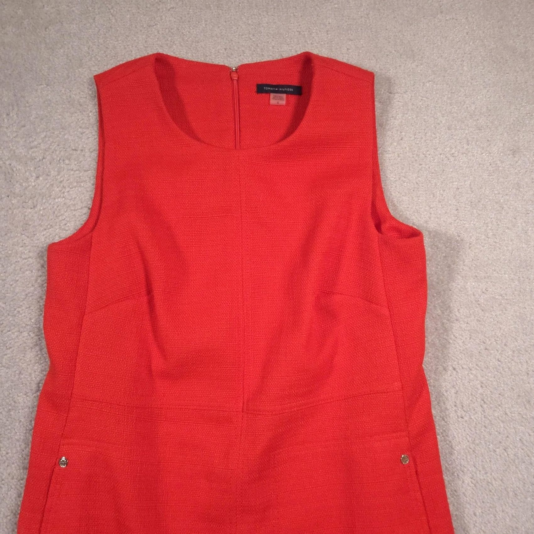 Tommy Hilfiger Tommy Hilfiger Dress Womens 6 Red Sleeveless Textured Sheath Career Workwear Dress Shirt True Vintage No VI Size M / US 6-8 / IT 42-44 - 3 Thumbnail
