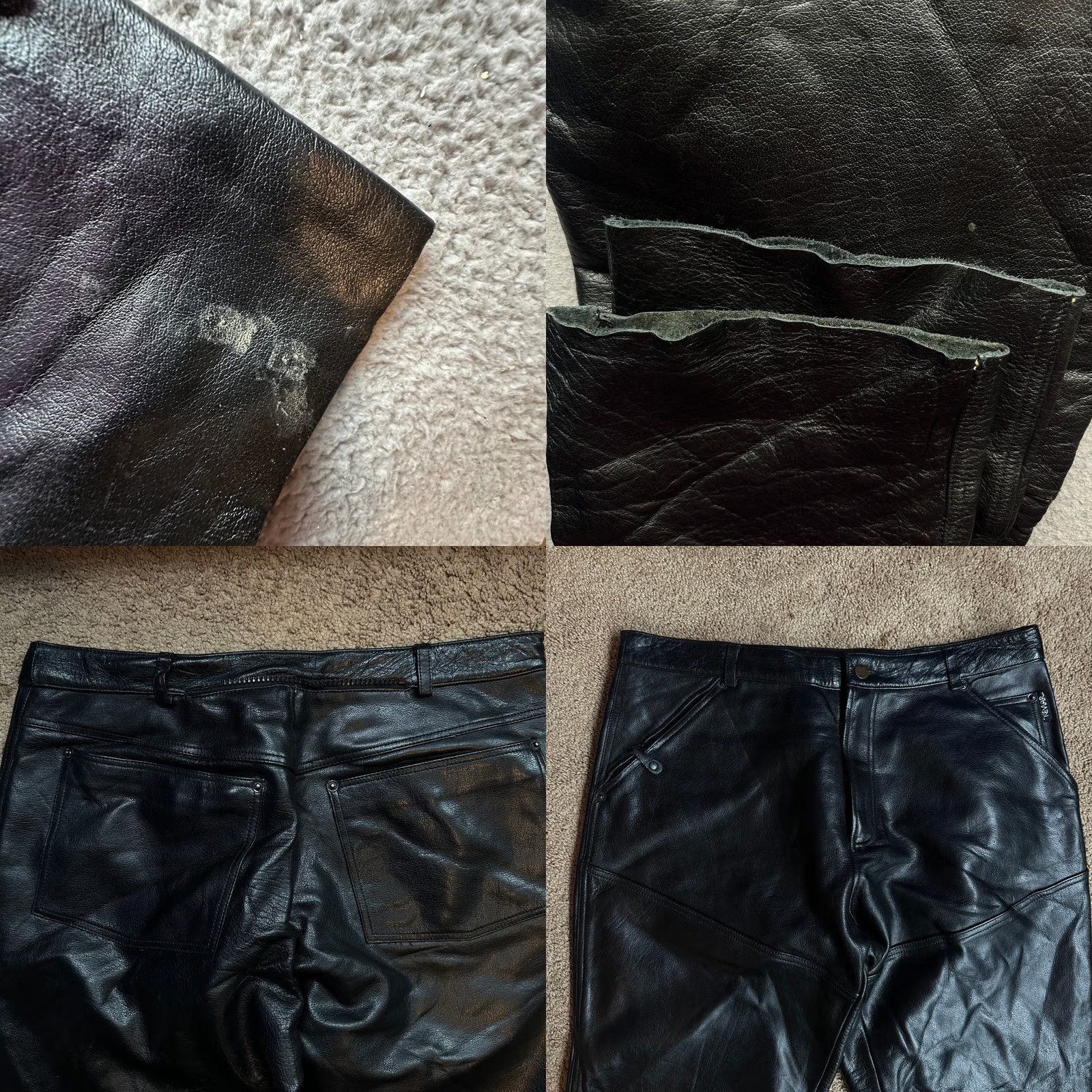 Vintage VINTAGE First Racing Leather Pants Mens 36x35 Biker Motorcycle Pant Black Regular 36 Inseam 35" Penny Button Zipper Pockets Workwear Casual Mens Size US 36 / EU 52 - 8 Thumbnail