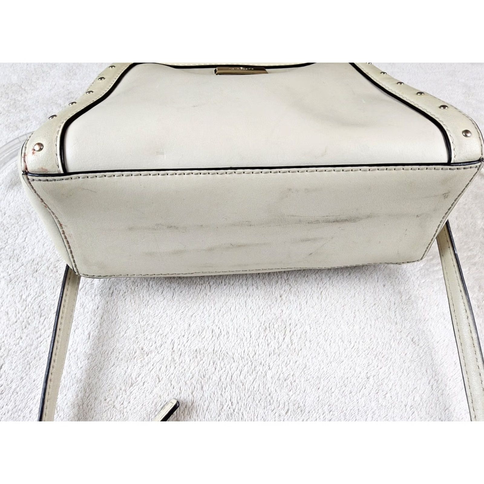Vintage kate spade new york Satchel Crossbody Shoulder Handbag Purse Ivory Leather Double Handles Women Size ONE SIZE - 3 Thumbnail