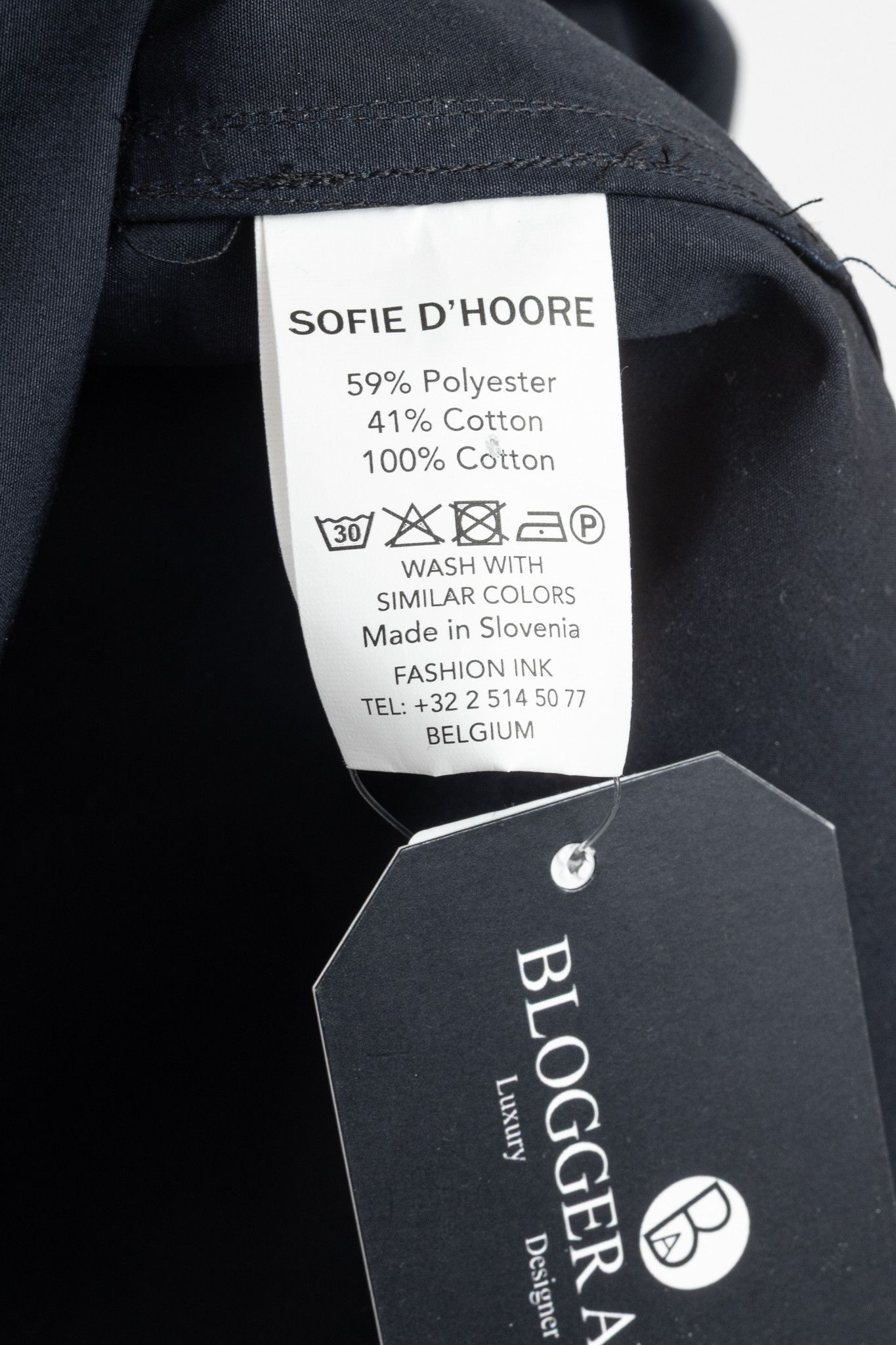 SOFIE D'HOORE Sofie D'Hoore Navy Cotton Pleated-Sleeve Midi Shift Dress Size L / US 10 / IT 46 - 7 Thumbnail
