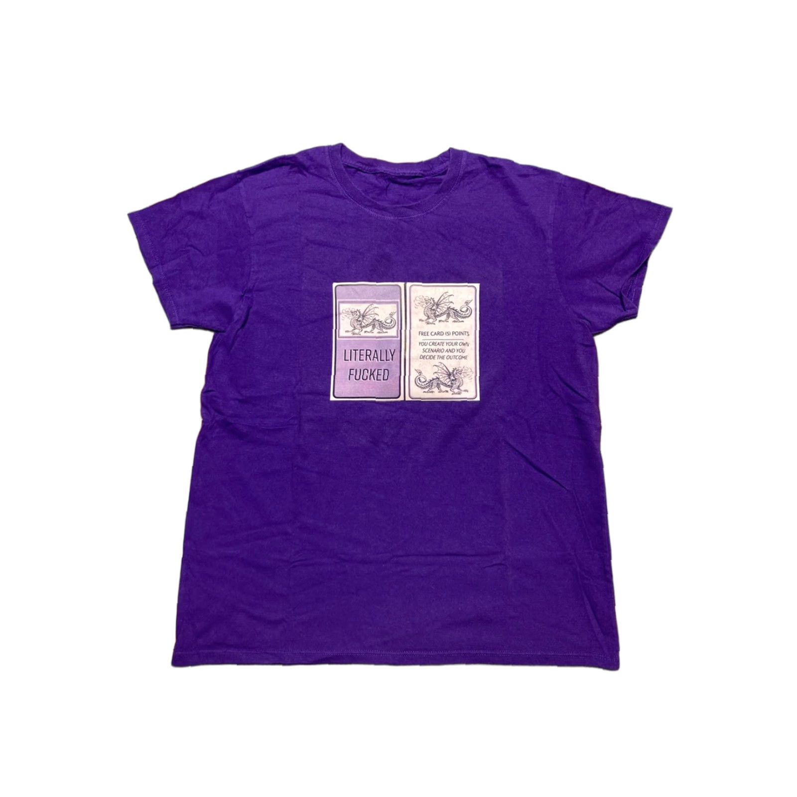 Vintage VINTAGE Dragon T-Shirt Mens M Purple Funny Literally f*cked card graphic Medium Size US M / EU 48-50 / 2 - 1 Thumbnail