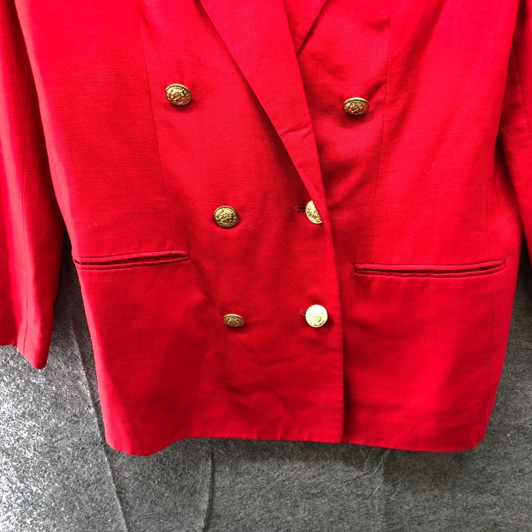 Talbots VINTAGE Talbots Blazer Womens 12P Red Linen Blend Double Breasted Gold Button Jacket Size XL / US 12-14 / IT 48-50 - 5 Thumbnail