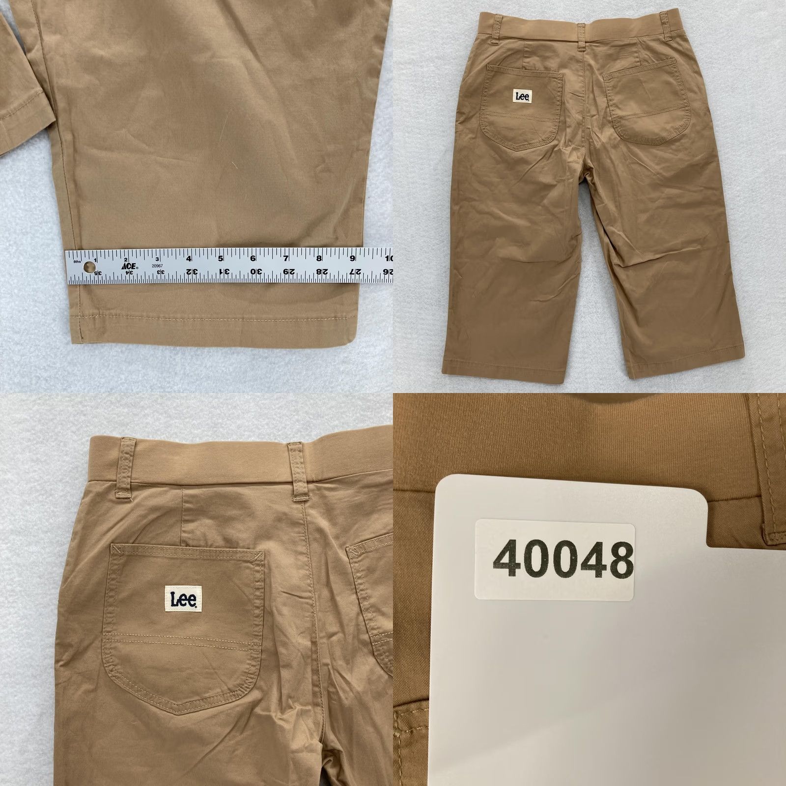 Lee Lee Skimmer Pants Womens 10 Medium Ultra Lux Comfort Cropped Mid Rise Stretch Beige Twill 98% Cotton 2% Elastane Pockets Logo Casual Travel Size 32" / US 10 / IT 46 - 8 Thumbnail