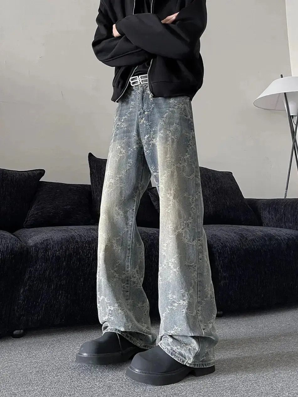 Japanese Brand Retro loose jacquard casual jeans Size US 32 / EU 48 - 3 Thumbnail