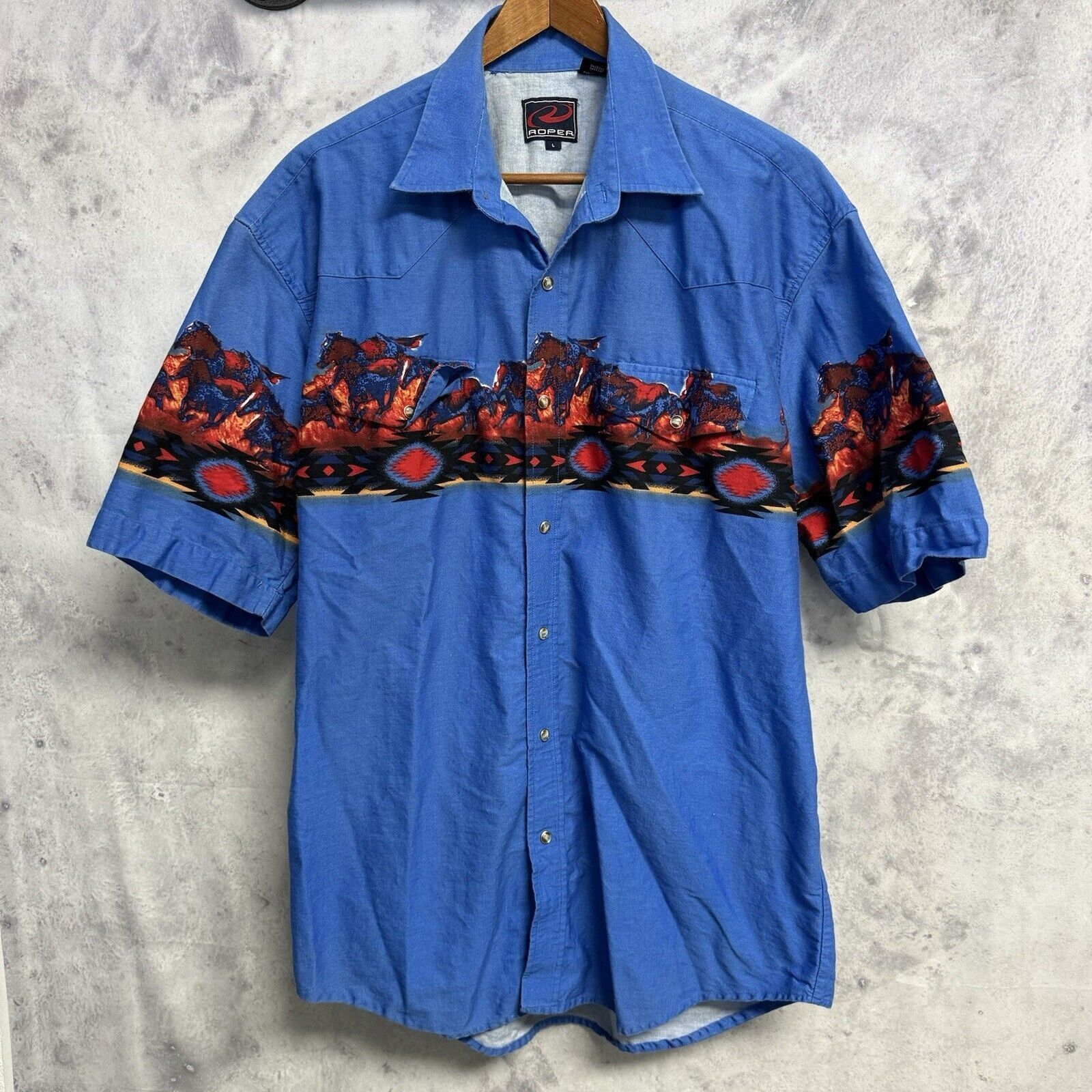 90s Roper Rodeo sold Blue Denim Button up shirt