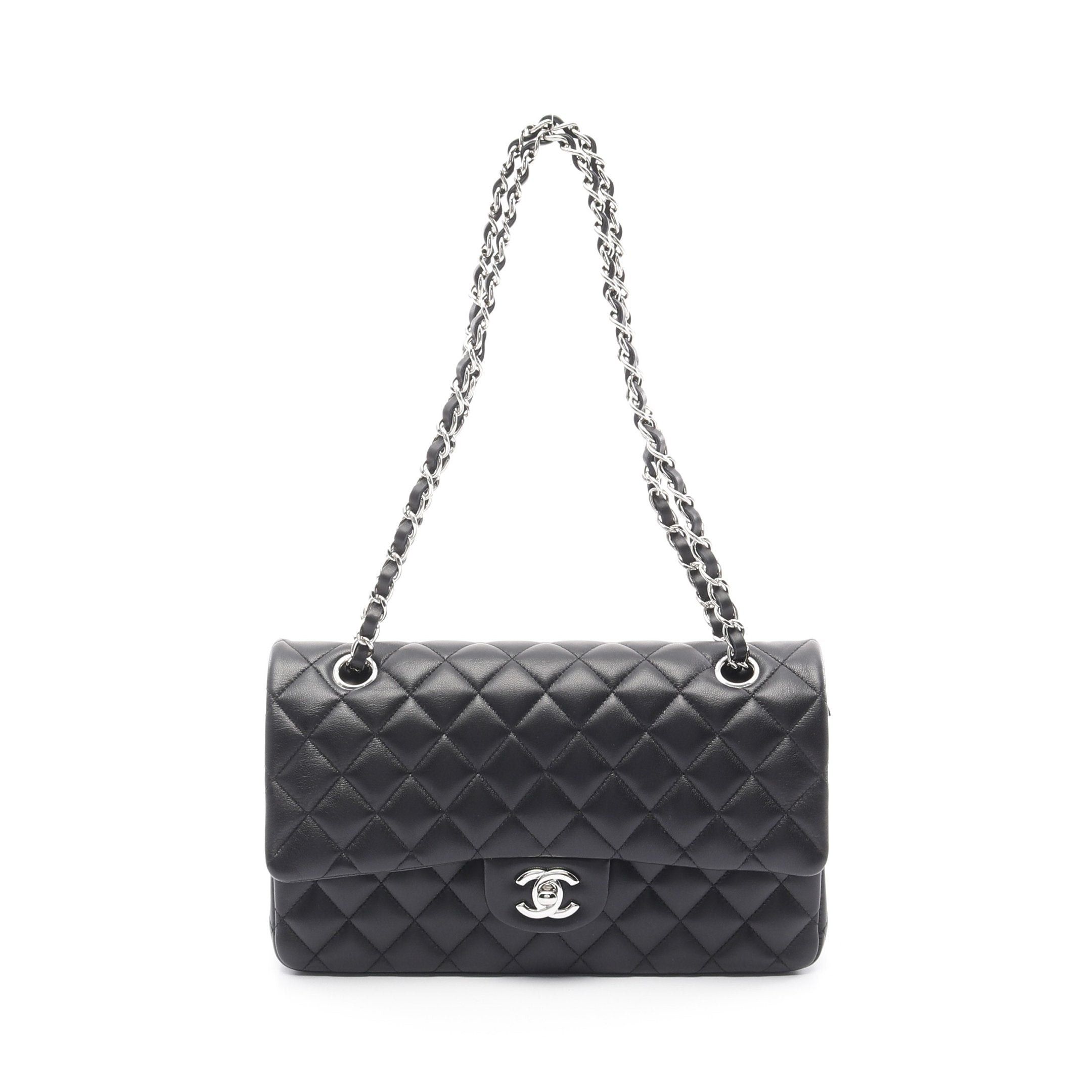 Chanel Chanel Matelasse Double Flap Chain Shoulder Bag Lambskin Black Silver Hardware Size ONE SIZE - 1 Thumbnail