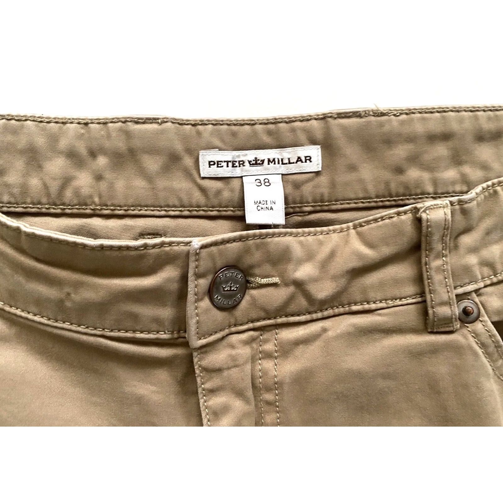 Peter Millar Peter Millar Men's Ultimate Sateen Five-Pocket Pants Sz 38 Beige Chino Regular Slim Straight Belt Loops 32in Inseam Size US 38 / EU 54 - 7 Thumbnail