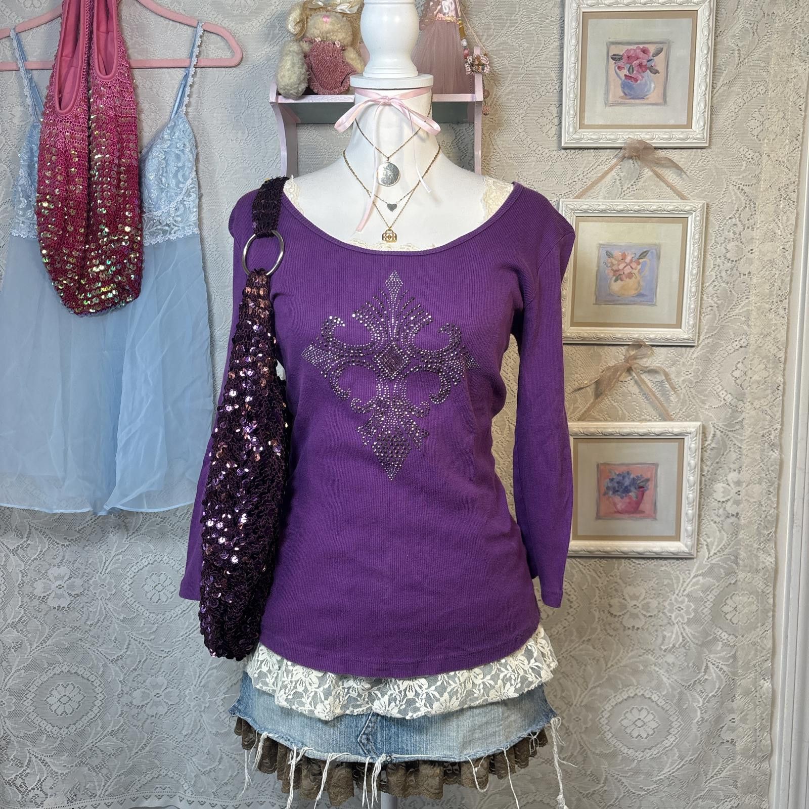 Realtree y2k purple rhinestone grunge long sleeve Size L / US 10 / IT 46 - 1 Thumbnail