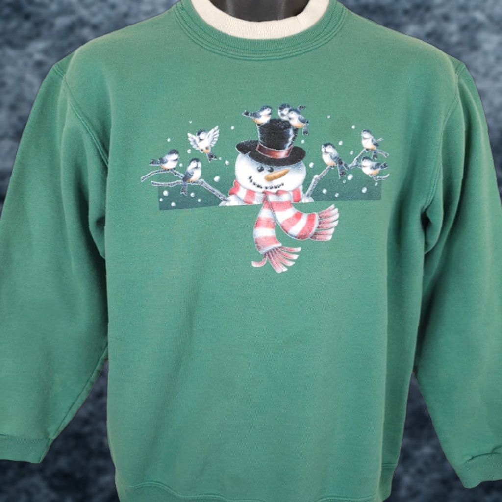 Vintage VINTAGE Morning Sun Snowman Sweatshirt Womens Size Medium Green 90s Birds Snow Christmas Mens? Womens Size M / US 6-8 / IT 42-44 - 1 Thumbnail