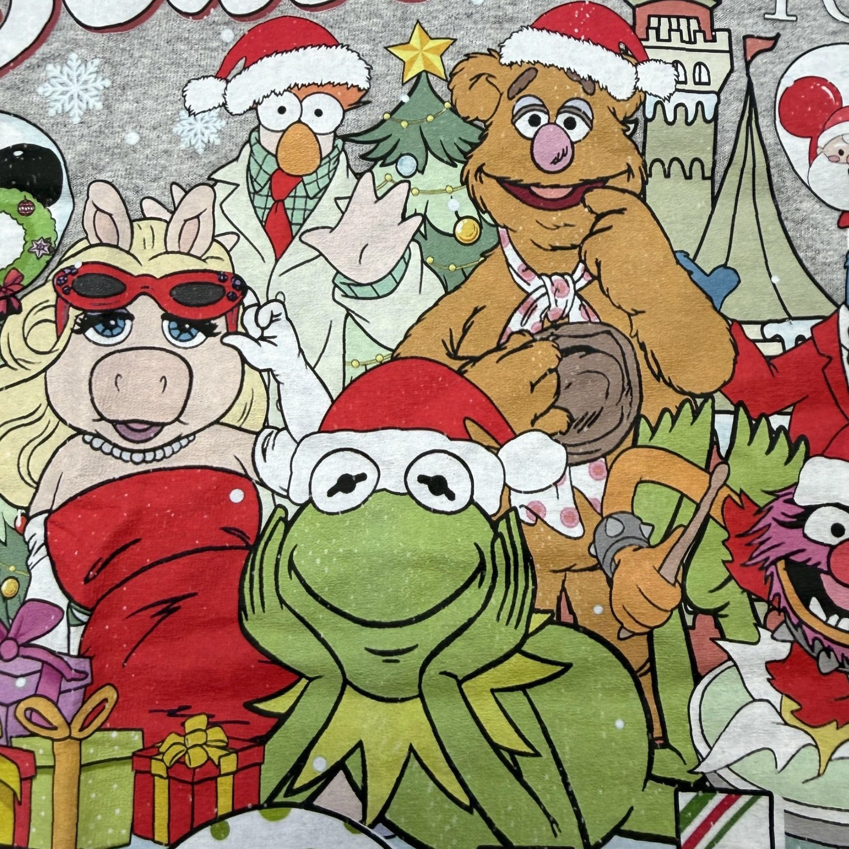 Gildan The Muppets Cast Christmas Shirt Men Large Gray Jolly Tis The Season Disney Tee Size US L / EU 52-54 / 3 - 5 Thumbnail