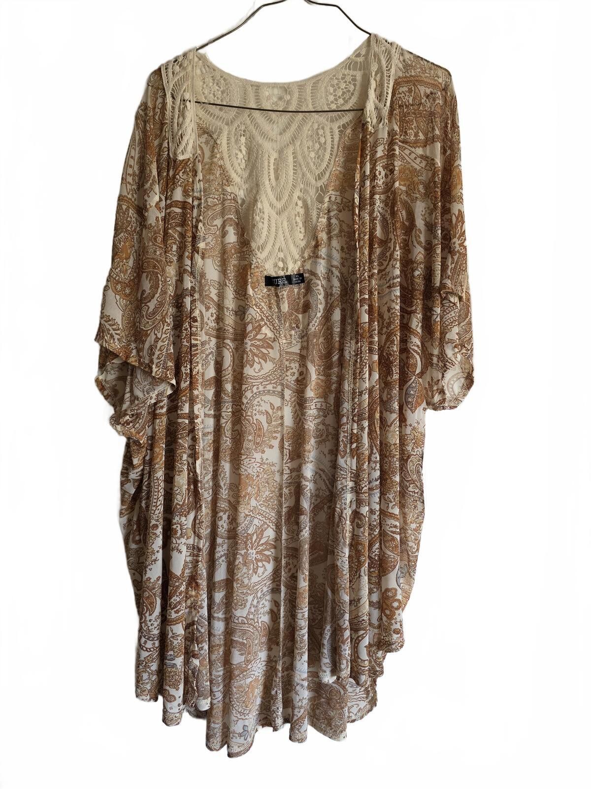 J.Crew Cure XL Brown Paisley Lightweight Semi Sheer Open Cardigan Size XL / US 12-14 / IT 48-50 - 2 Thumbnail