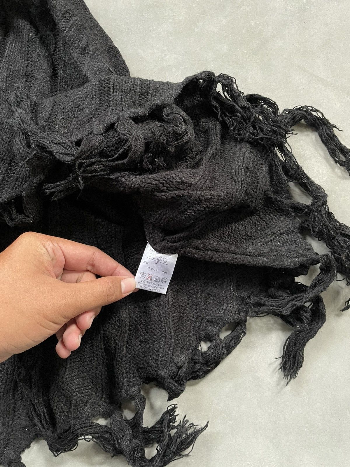 If Six Was Nine Grunge Goth Navana Japan Cloaks Cable Knit Black Vkei Style Size US XL / EU 56 / 4 - 5 Thumbnail