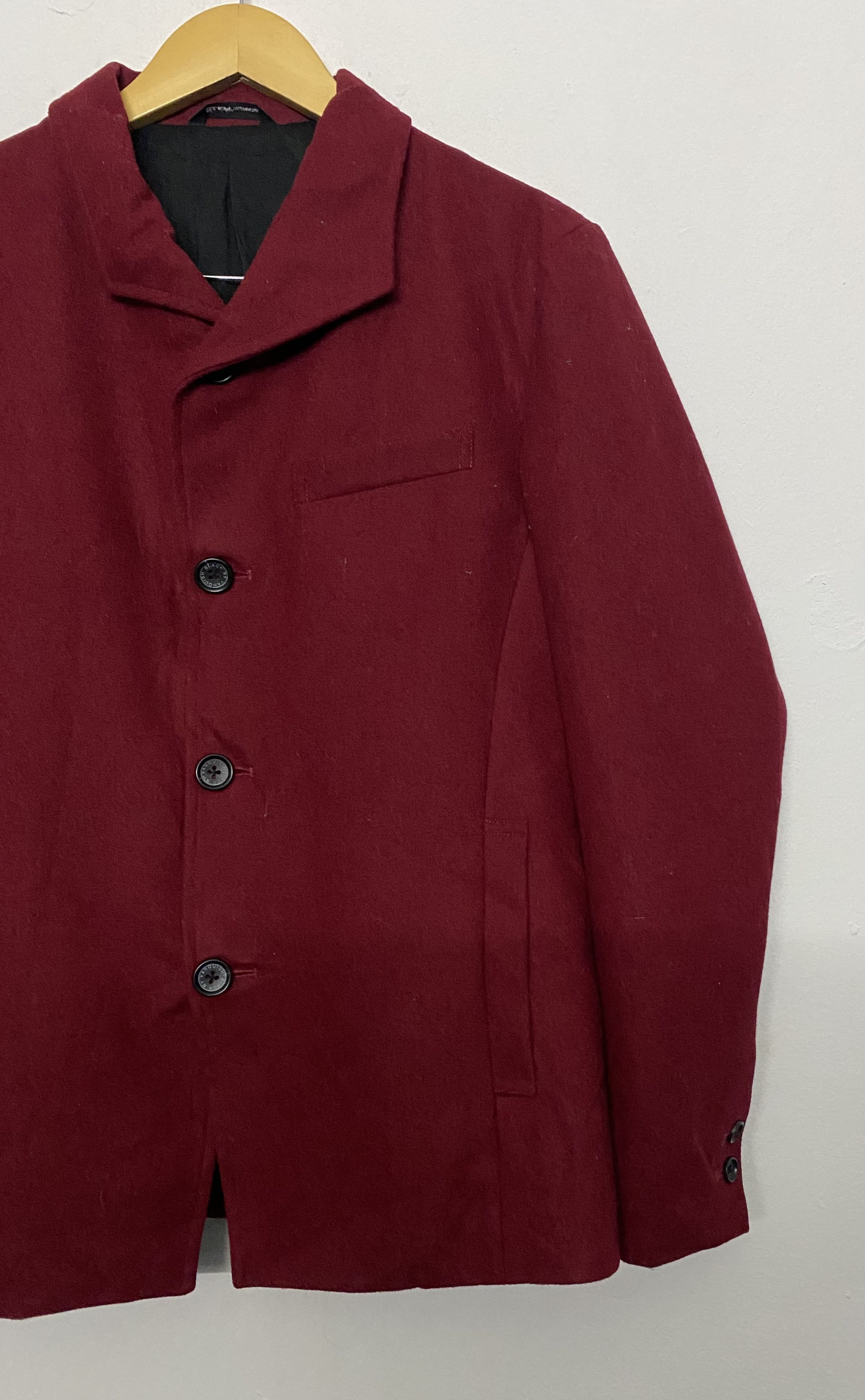 Vanquish Black by VANQUISH Burgundy Wool Blend Peacoat Jacket Size US S / EU 44-46 / 1 - 6 Thumbnail