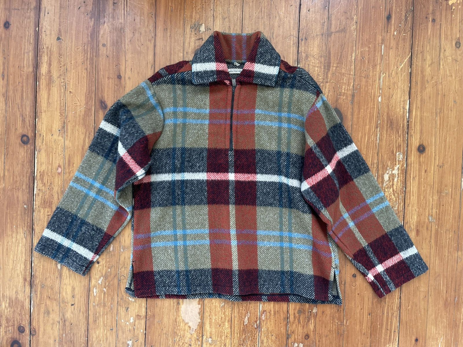 Vintage Plaid Quarter Zip Wool Jacket Size US M / EU 48-50 / 2 - 1 Thumbnail