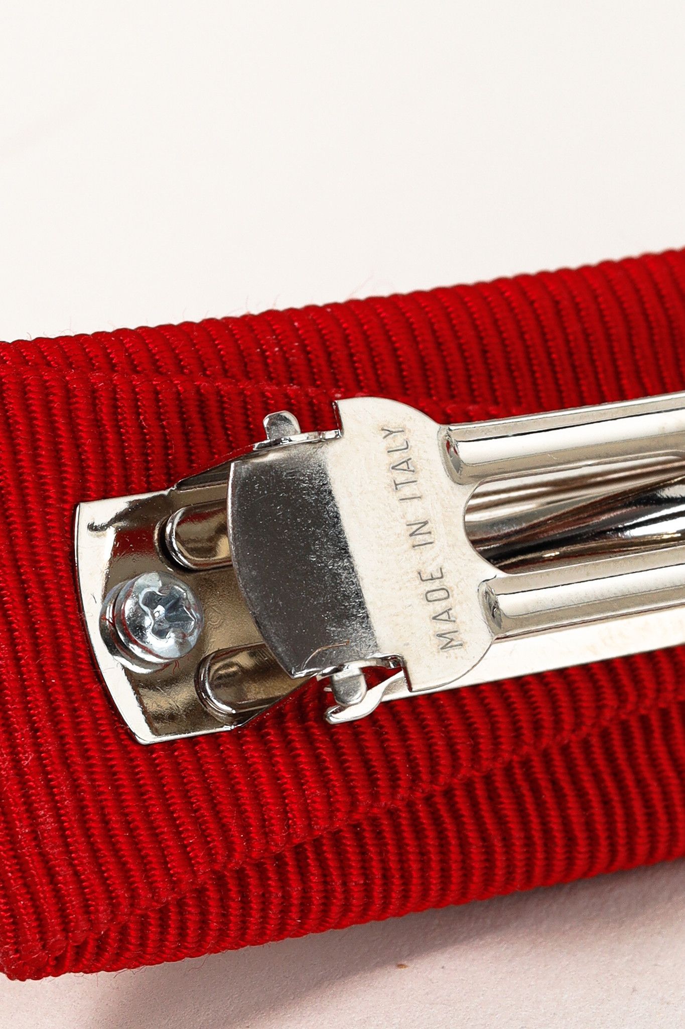 Salvatore Ferragamo Salvatore Ferragamo Red-Grosgrain Silver-Tone Bow Barrette Size ONE SIZE - 5 Thumbnail