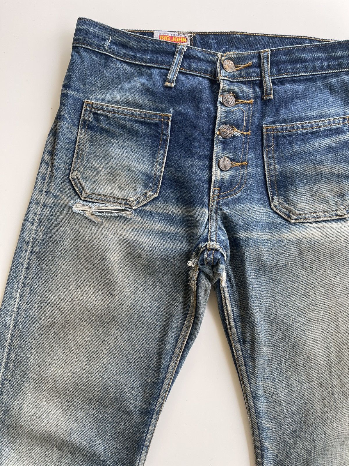 Big John Vintage Distressed Flare Denim Size US 30 / EU 46 - 7 Thumbnail