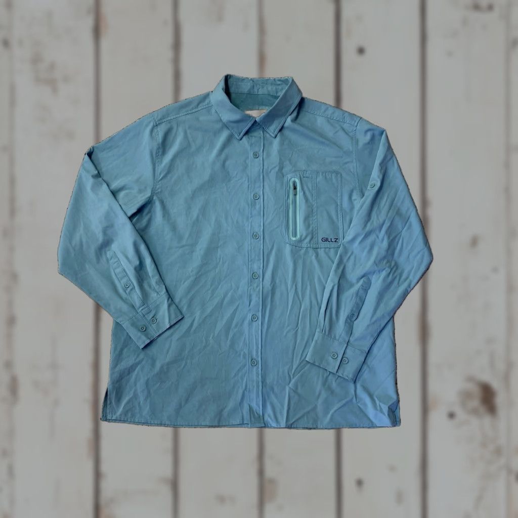 Vintage Gillz Button-Down Shirt Mens XL Blue Long Sleeve Vented Outdoor Fishing Size US L / EU 52-54 / 3 - 1 Thumbnail