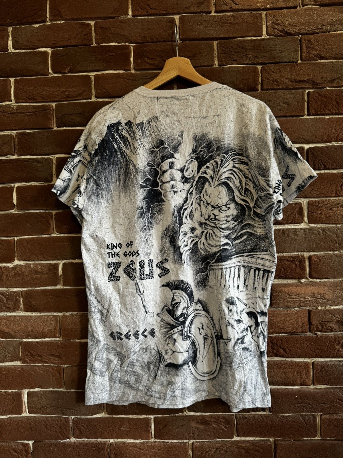 Vintage 90s Greek Mythology Zeus All Over Print Art Band Tee Size US XL / EU 56 / 4 - 2 Thumbnail