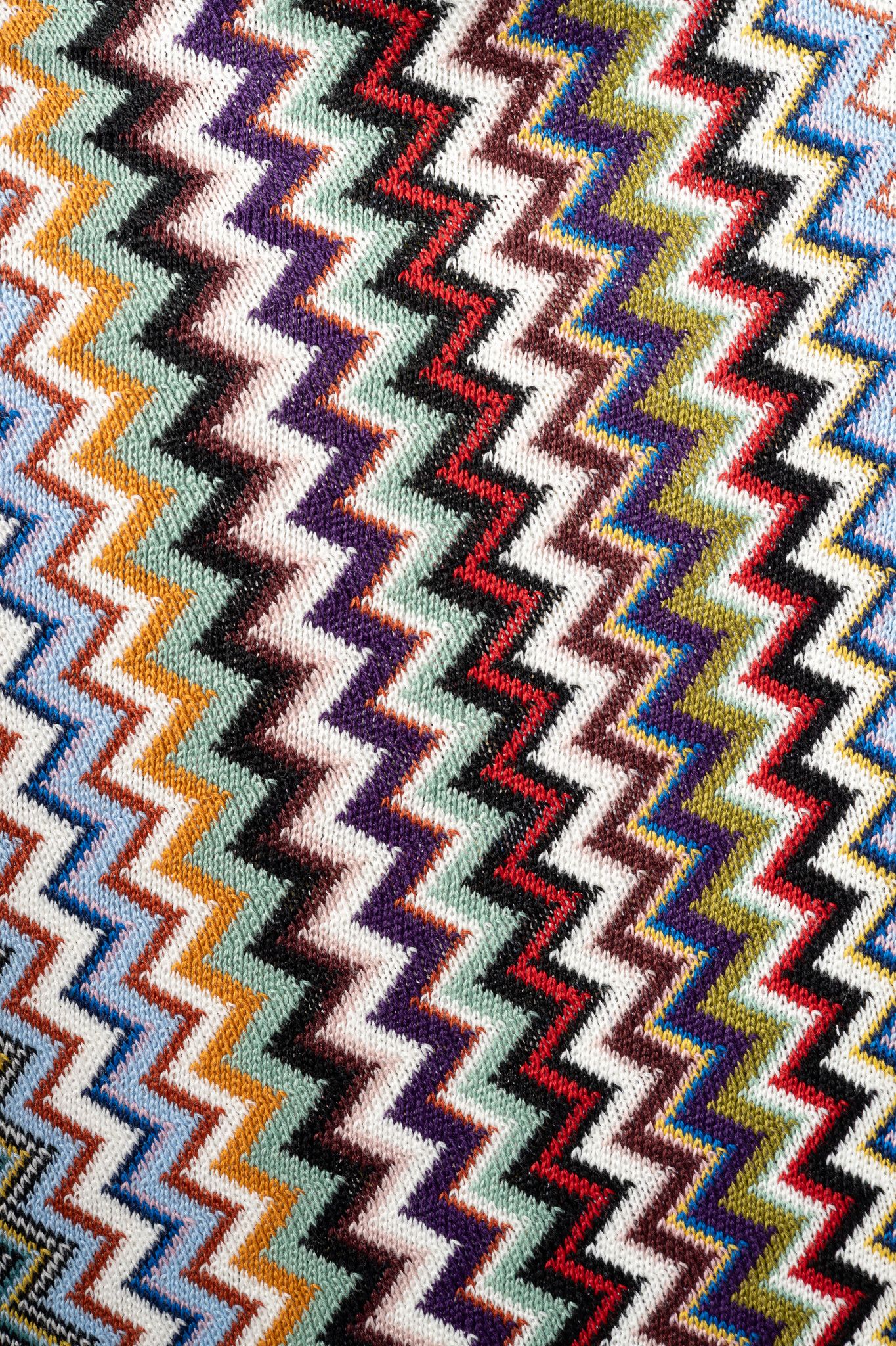 Missoni Missoni Purple Chevron Wool-Knit Fringe Poncho Size ONE SIZE - 8 Thumbnail