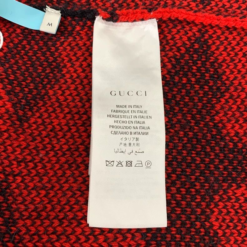 Gucci Gucci Red bat full-printed wool V-neck long-sleeved knitted Size US M / EU 48-50 / 2 - 6 Thumbnail