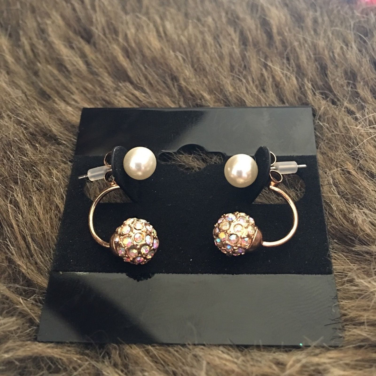 Jewelry Aurora borealis and pearl two part pierced earring Size ONE SIZE - 2 Thumbnail