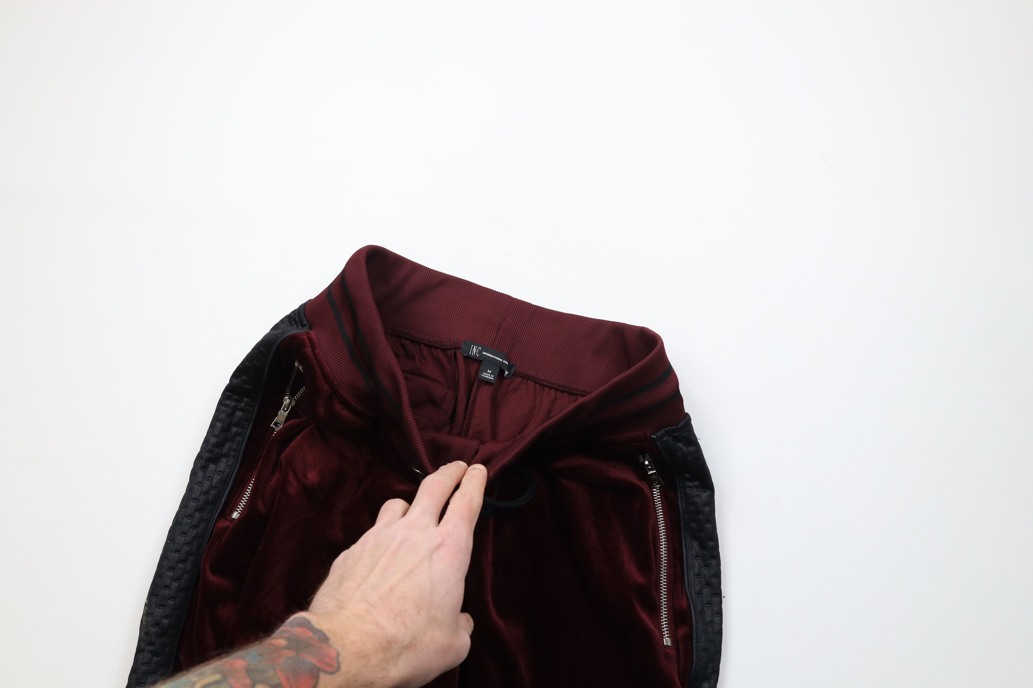 Vintage Y2K Streetwear Block Velour Cuffed Sweatpants Joggers Red Size US 34 / EU 50 - 6 Thumbnail