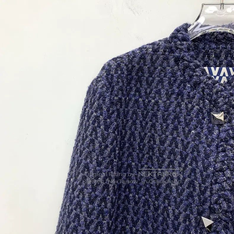 Valentino Valentino Dark blue studded buttoned wool tweed jacket Size M / US 6-8 / IT 42-44 - 3 Thumbnail