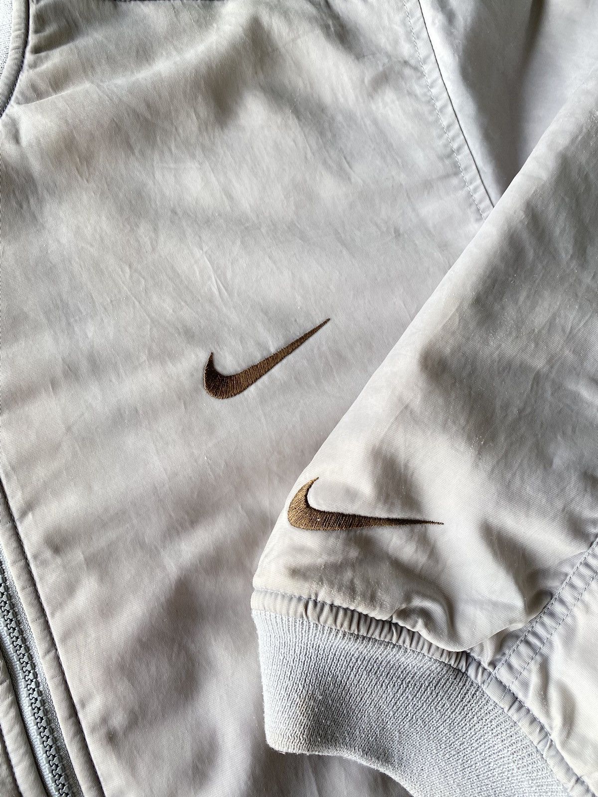 Nike × Vintage Vintage 90’s Grey Nike Big Swoosh Bomber Jacket Size US L / EU 52-54 / 3 - 6 Thumbnail