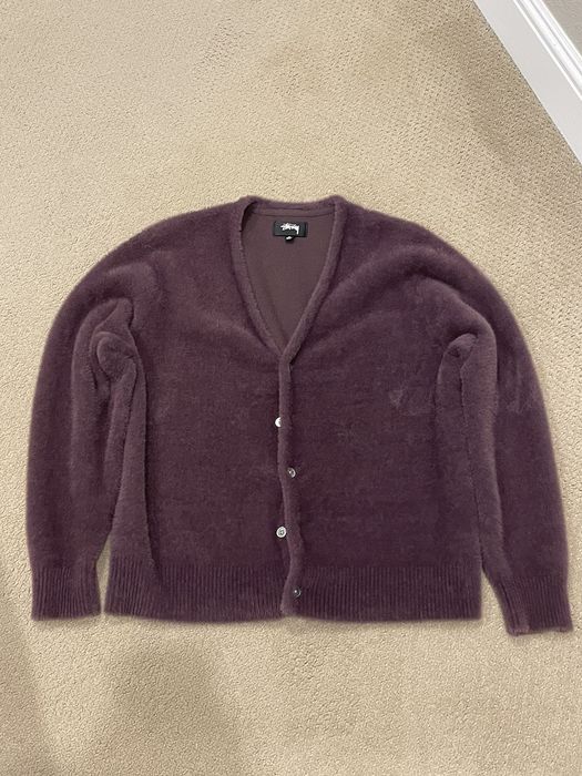 Stussy Stussy Shaggy Cardigan Eggplant | Grailed