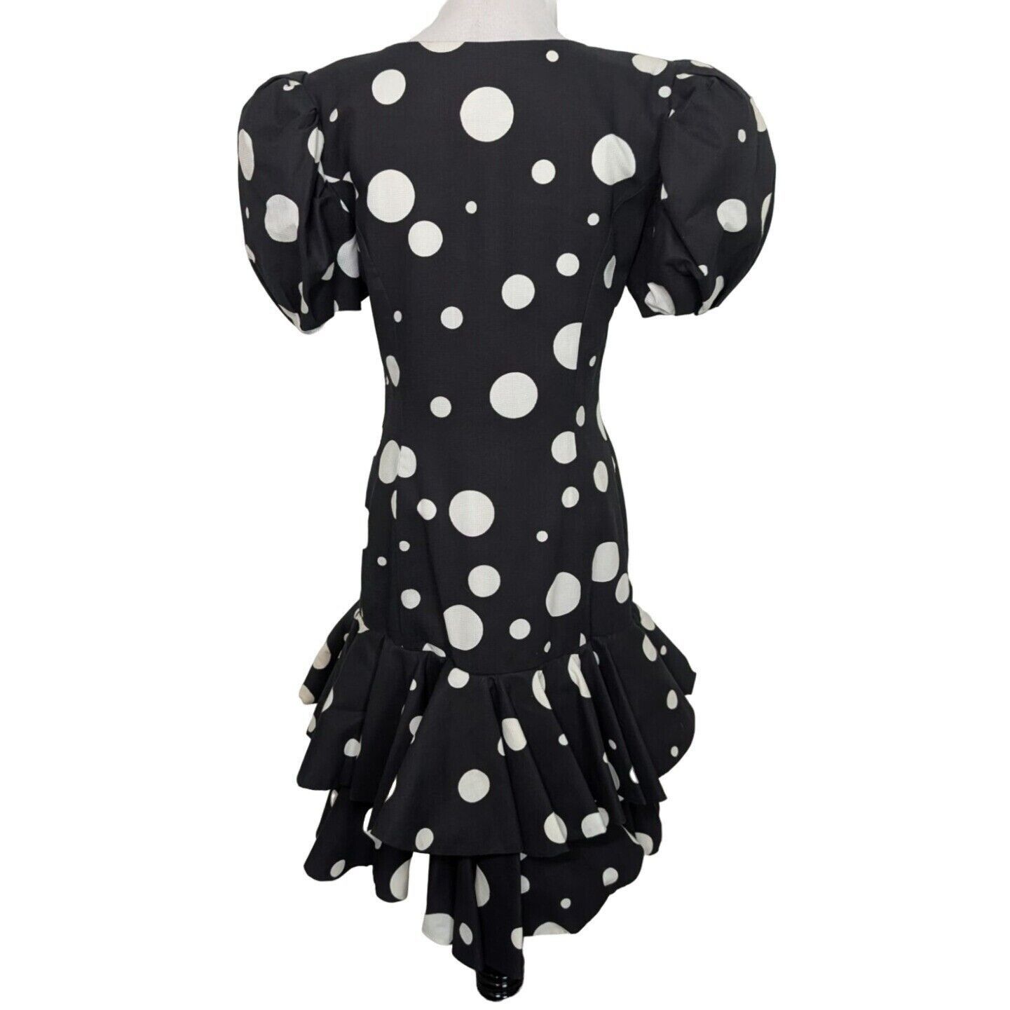 Other Vintage 80s Victor Costa Polka Dot Dress Womens Size 8 Black Size M / US 6-8 / IT 42-44 - 9 Thumbnail