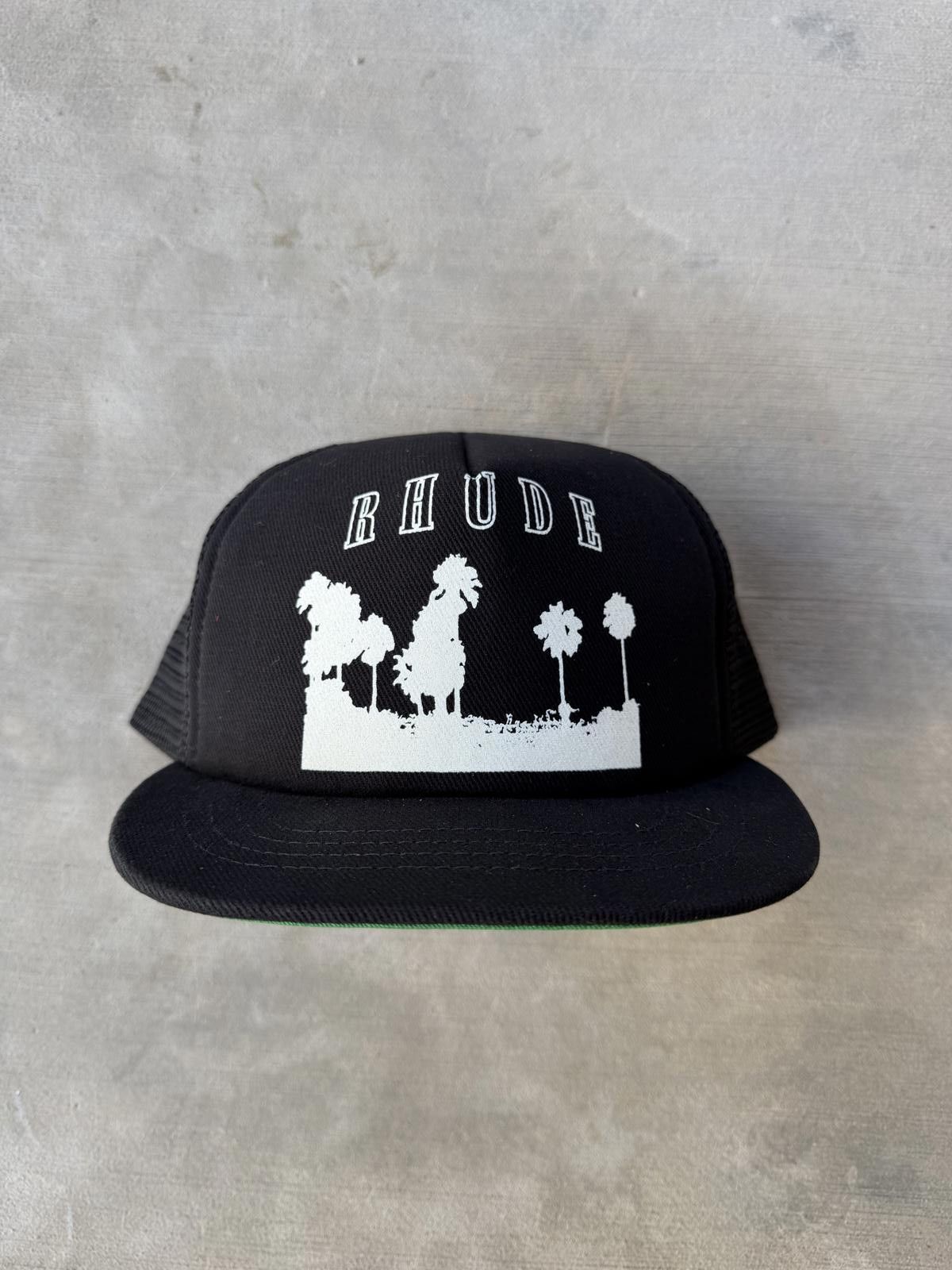 Rhude Rhude Thousand Palms Trucker Hat Black Snapback Mesh Cap Size ONE SIZE - 1 Thumbnail