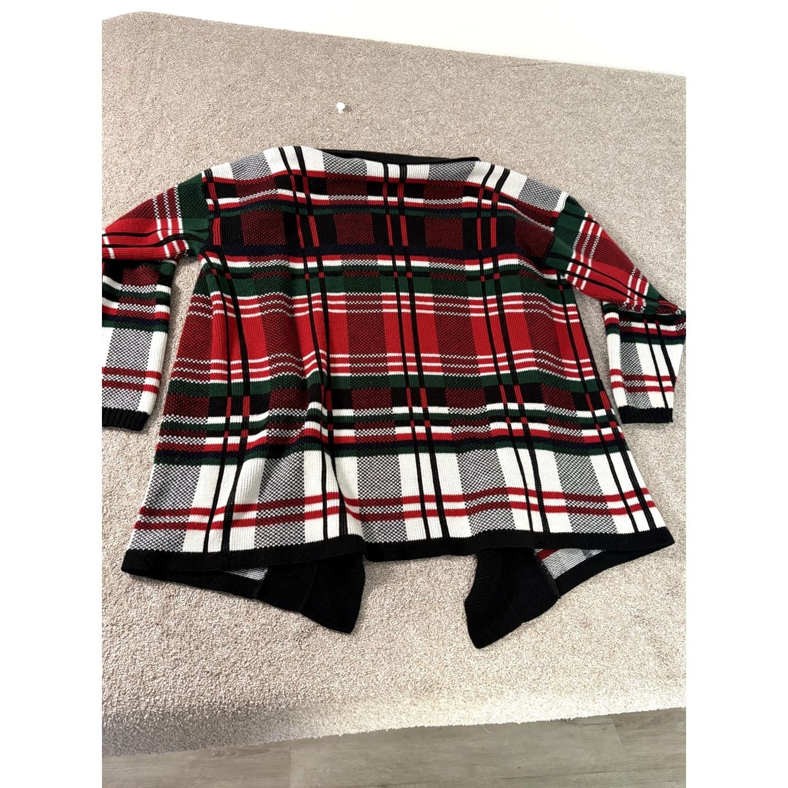 Vintage Huntington Ridge Cardigan Womens Medium Red Plaid Open Sweater Holiday Christmas Knit V-Neck Long Sleeve Size M / US 6-8 / IT 42-44 - 5 Thumbnail