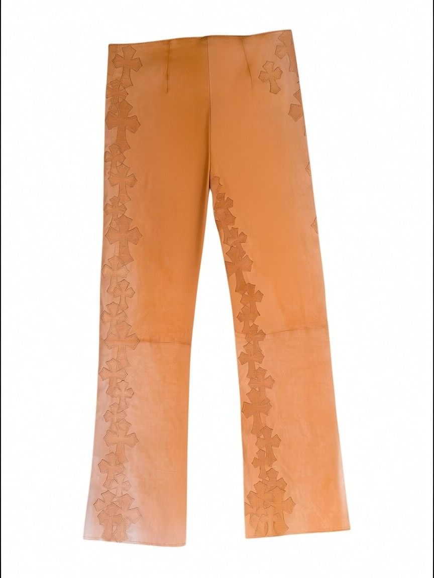 Chrome Hearts Chrome Hearts Orange Cross Flooded Leather Pants Size 26" / US 2 / IT 38 - 2 Thumbnail
