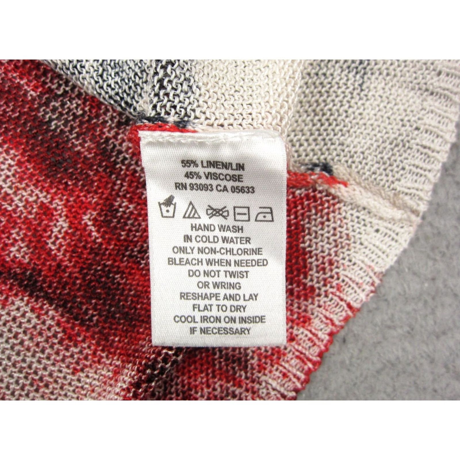 Vintage ZOZO Cardigan Womens Large Beige Red Knit Sheer Floral Linen Viscose Button Up Size L / US 10 / IT 46 - 5 Thumbnail