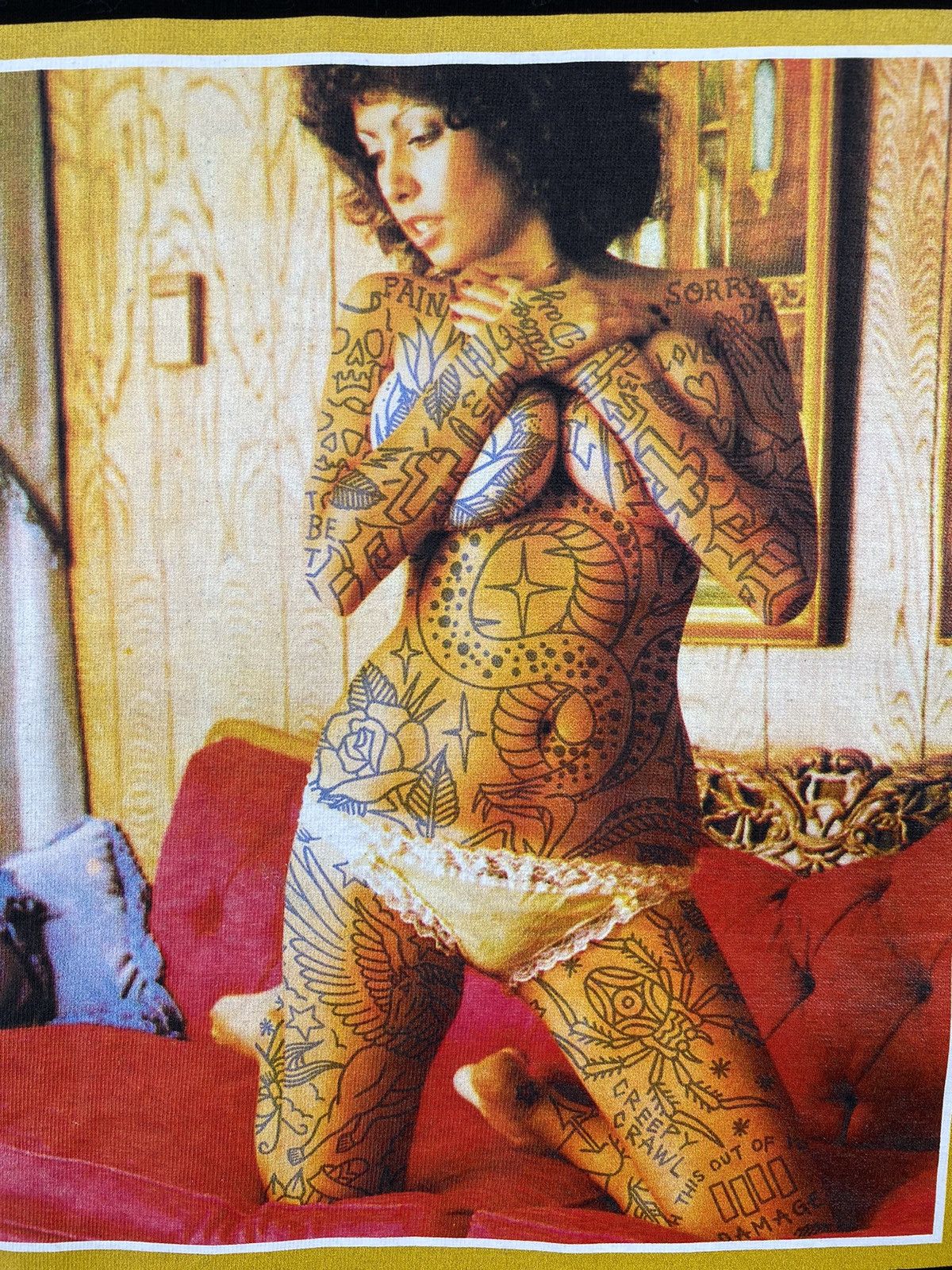 Vintage Sick🔥Vintage Soft Machine Sexy Tattoo Girl Tees Size US XL / EU 56 / 4 - 4 Thumbnail
