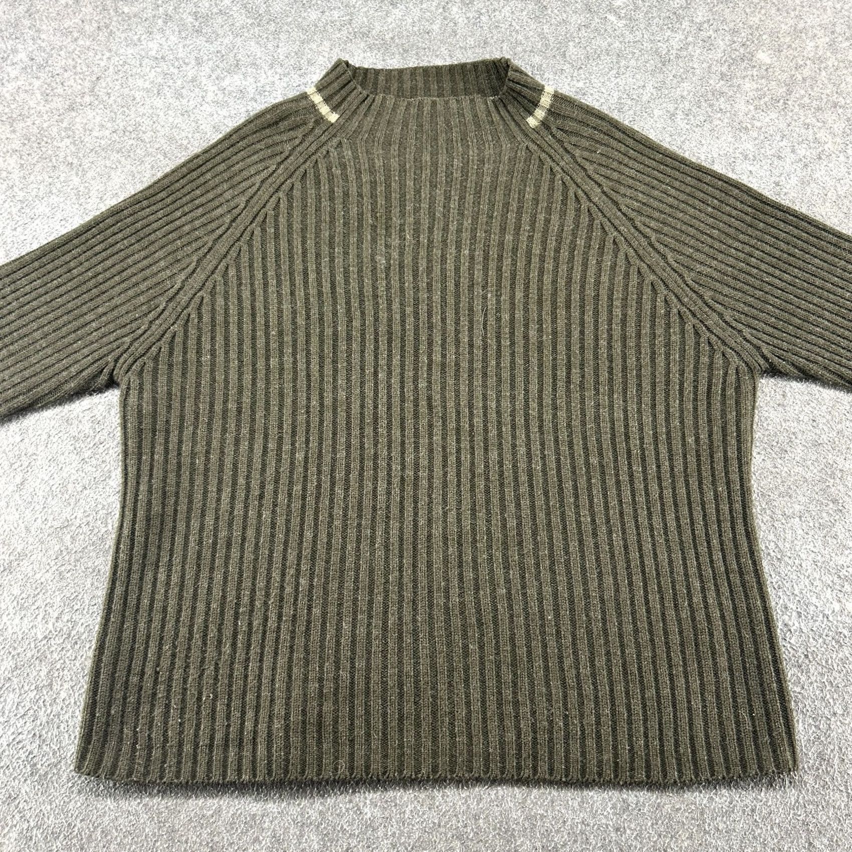 Vintage VINTAGE Whispering Smith Sweater Mens L Green Pullover Ribbed Knit Wool Mock Neck 90s Sweater Size US L / EU 52-54 / 3 - 3 Thumbnail