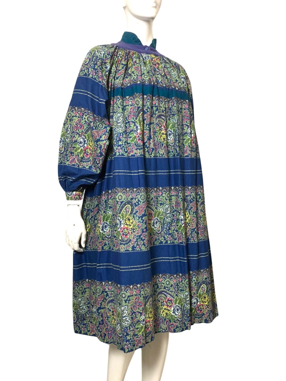 image of Anastasia Francois Viannay Paris Vintage Indian Cotton Dress in Blue, Women's (Size XS)