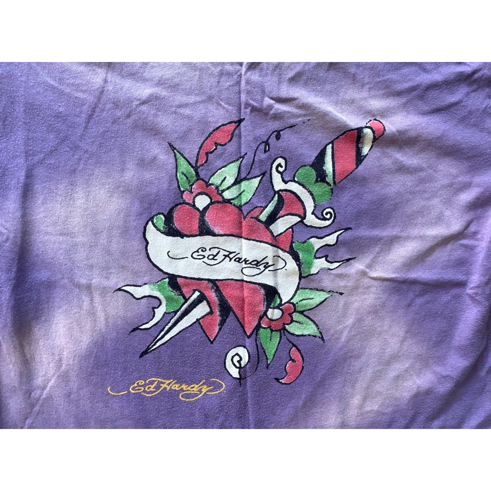 Ed Hardy Ed Hardy T-Shirt Women L Purple Short Sleeve Dagger Heart Knit Shirt Size L / US 10 / IT 46 - 5 Thumbnail