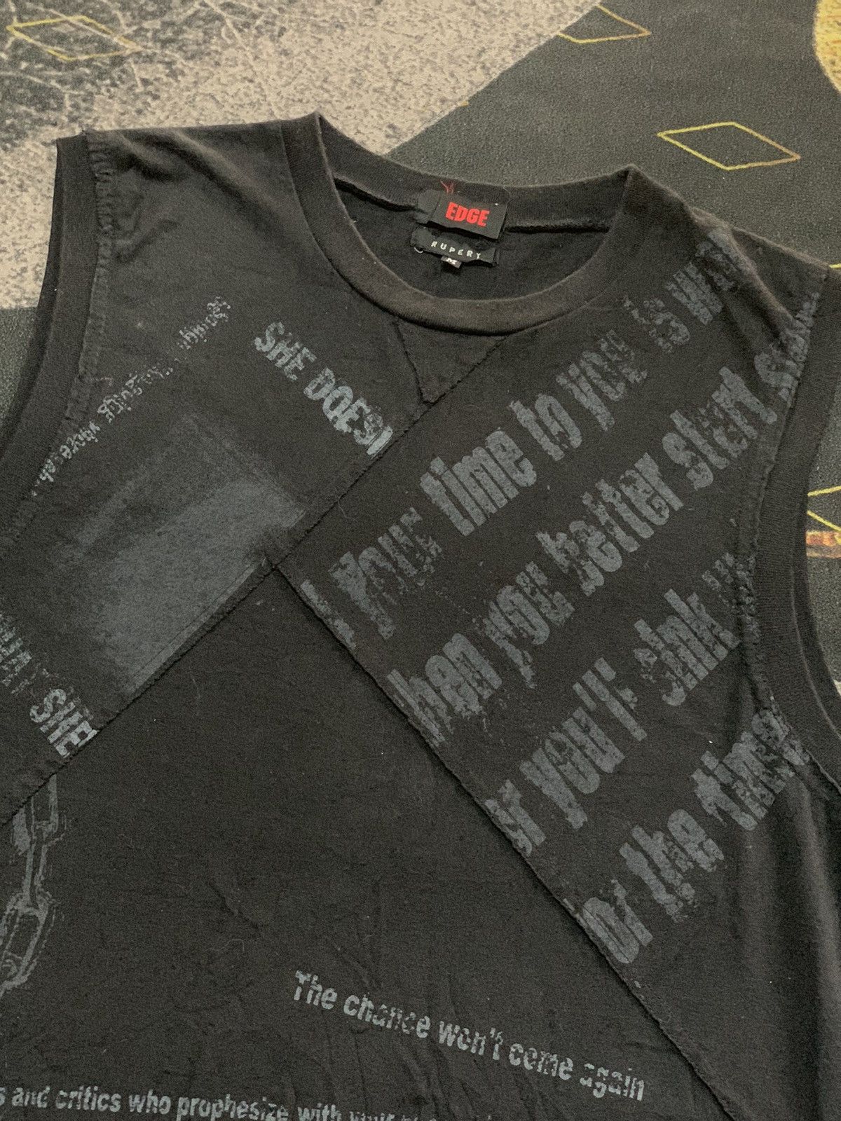 Vintage 💥Edge Rupert Patchwork Poem Sleeveless Punk Tank Tops Size US M / EU 48-50 / 2 - 2 Thumbnail