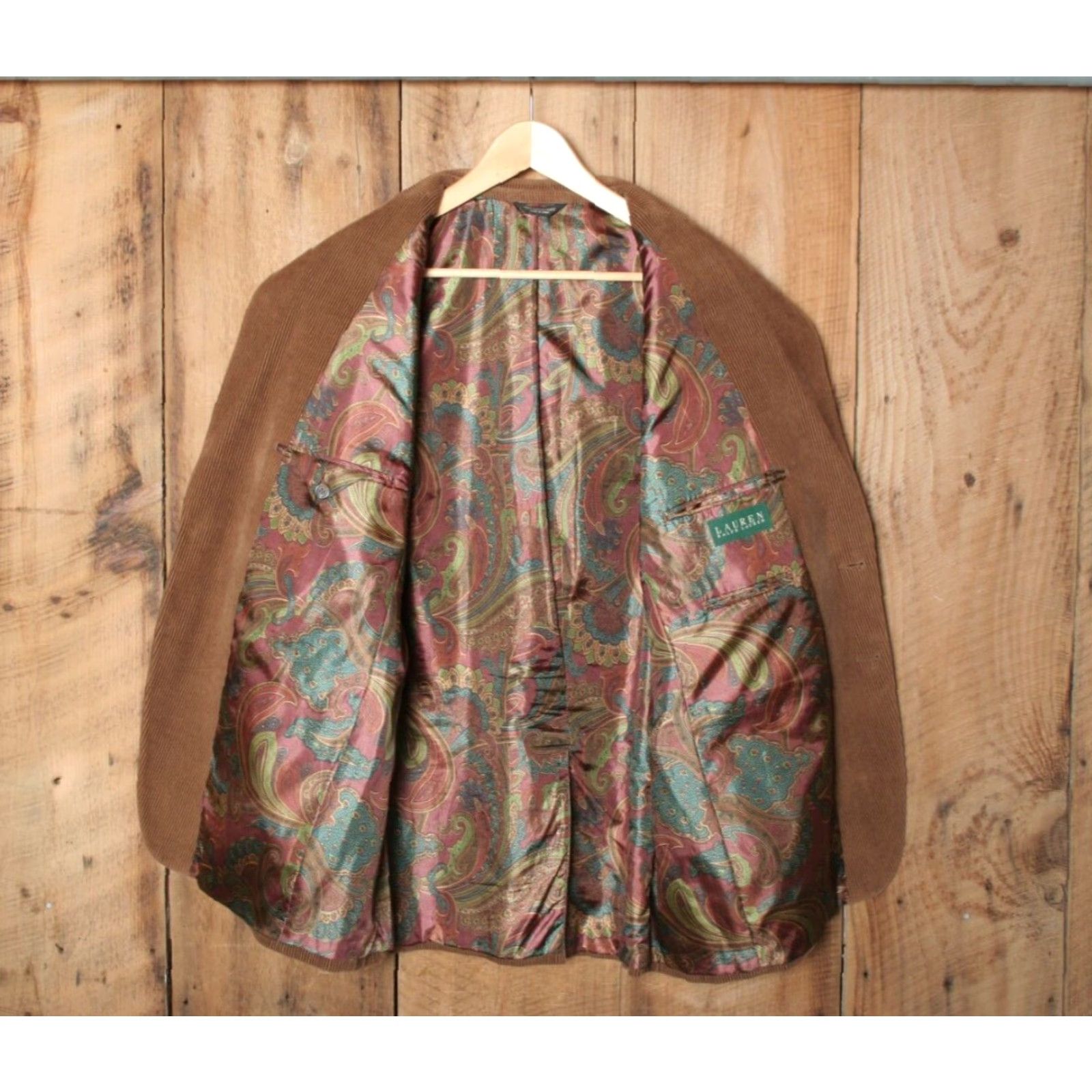 Ralph Lauren VINTAGE LRL Brown Corduroy Sport Coat W/Elbow Patches & Paisley Lining Sz. 46R Size US S / EU 44-46 / 1 - 5 Thumbnail
