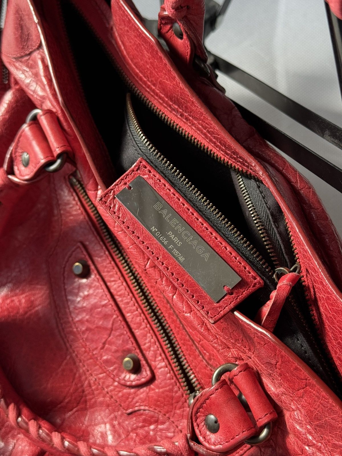 Balenciaga Authentic Balenciaga Red City Bag Real Leather Handbag Size ONE SIZE - 5 Thumbnail