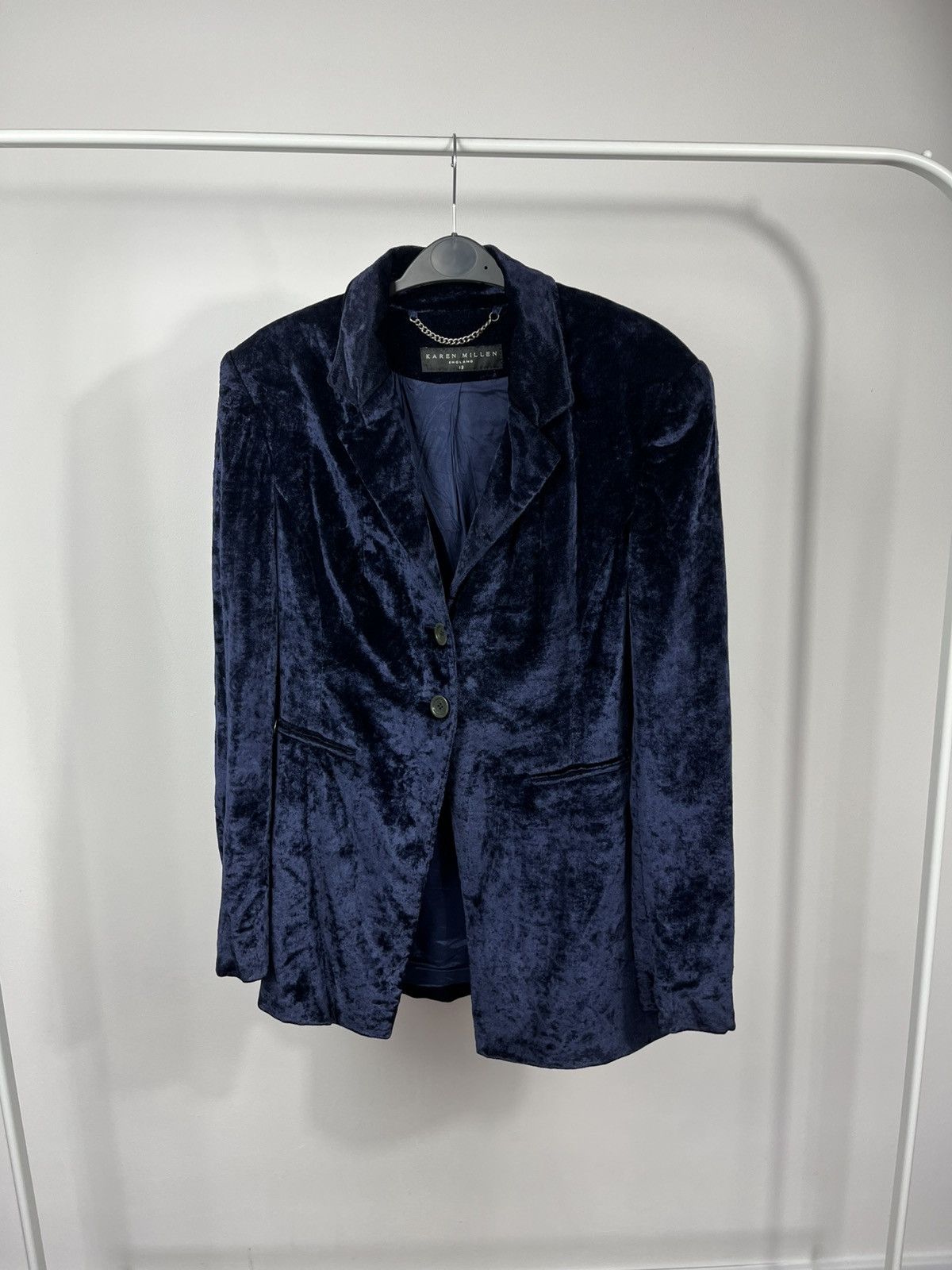 Karen Millen Karen Millen Navy Velvet Blazer Women Size 12 Elegant Jacket Size S / US 4 / IT 40 - 1 Thumbnail