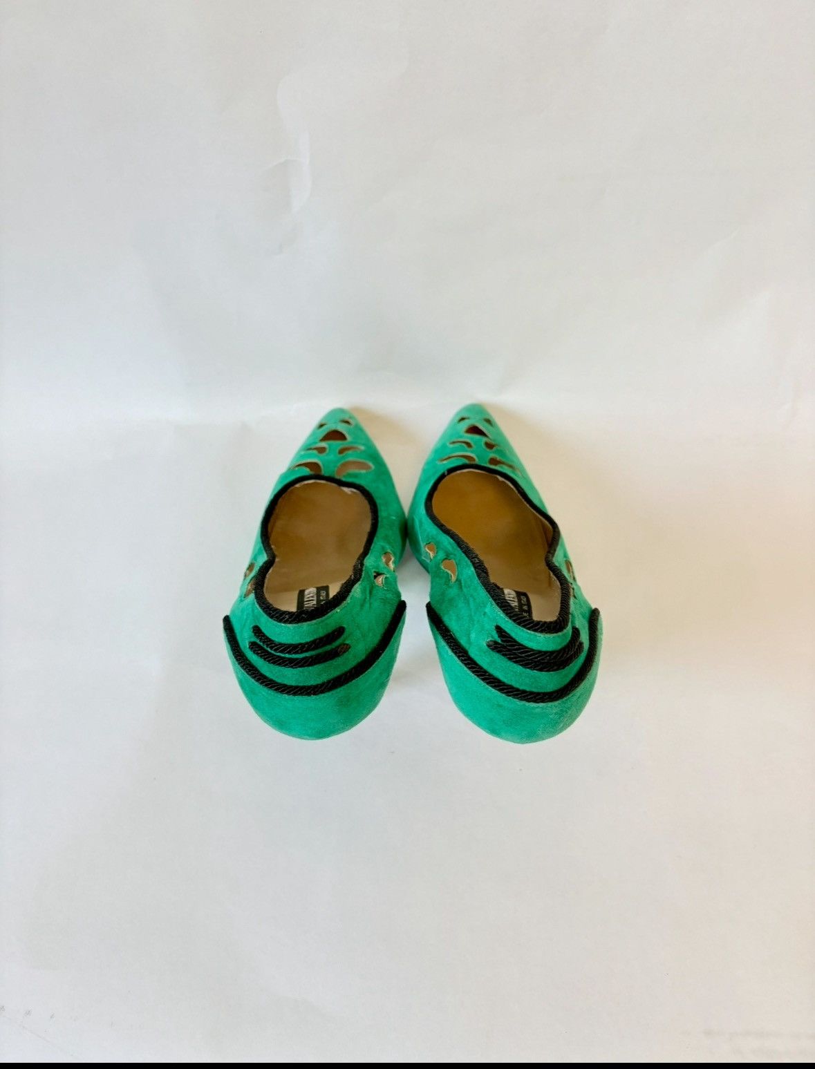 Valentino Mario Valentino 80s Avant Garde Green Suede Cutout Heels Size US 10 / IT 40 - 8 Thumbnail