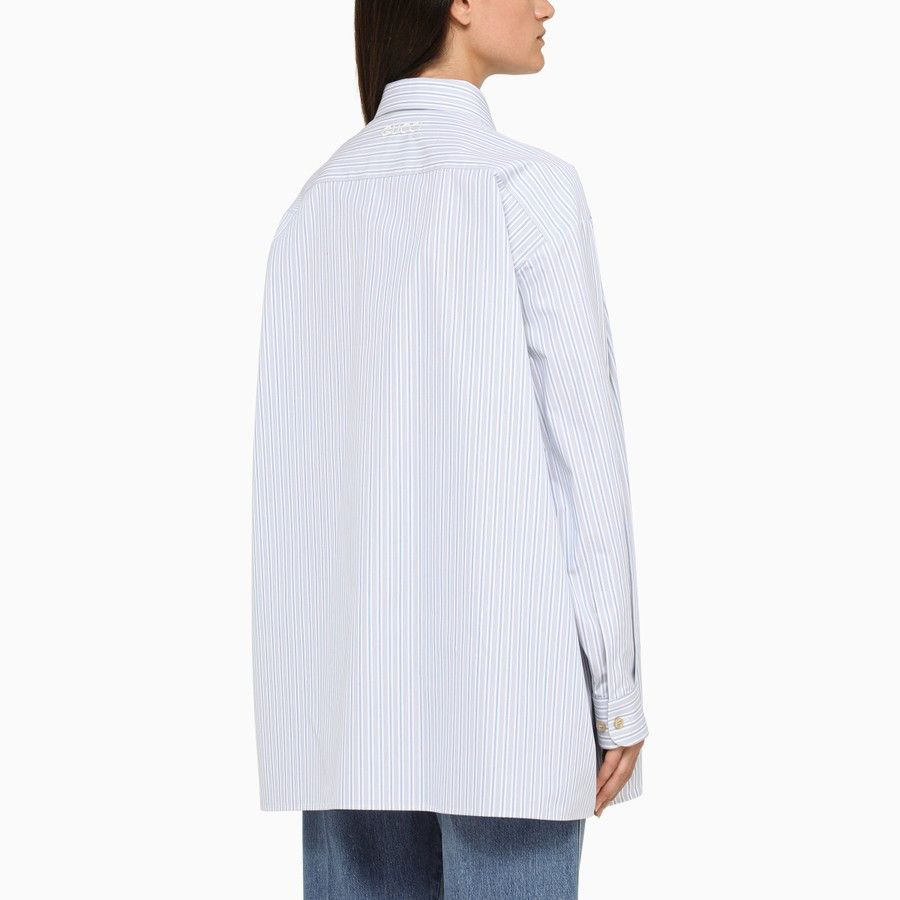 Gucci o1d2blof0824 Striped Oversize Shirt in Light Blue Size L / US 10 / IT 46 - 3 Thumbnail