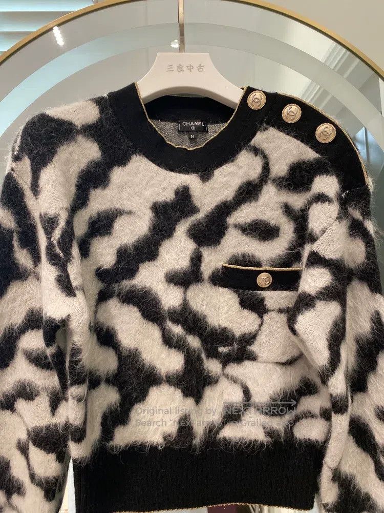Other Chanel 20a black and white horsehair knitted sweater Size XS / US 0-2 / IT 36-38 - 2 Thumbnail
