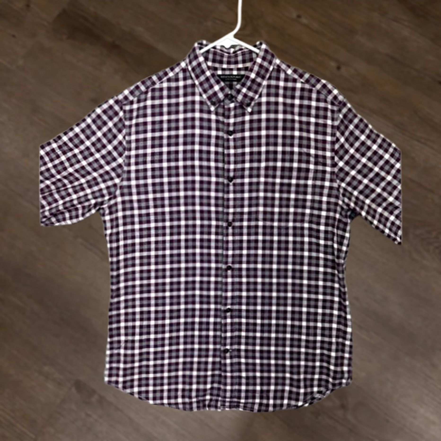 Banana Republic Banana Republic Shirt Mens Large Grant Luxe Flannel Maroon Shepherd Check Size US L / EU 52-54 / 3 - 1 Thumbnail
