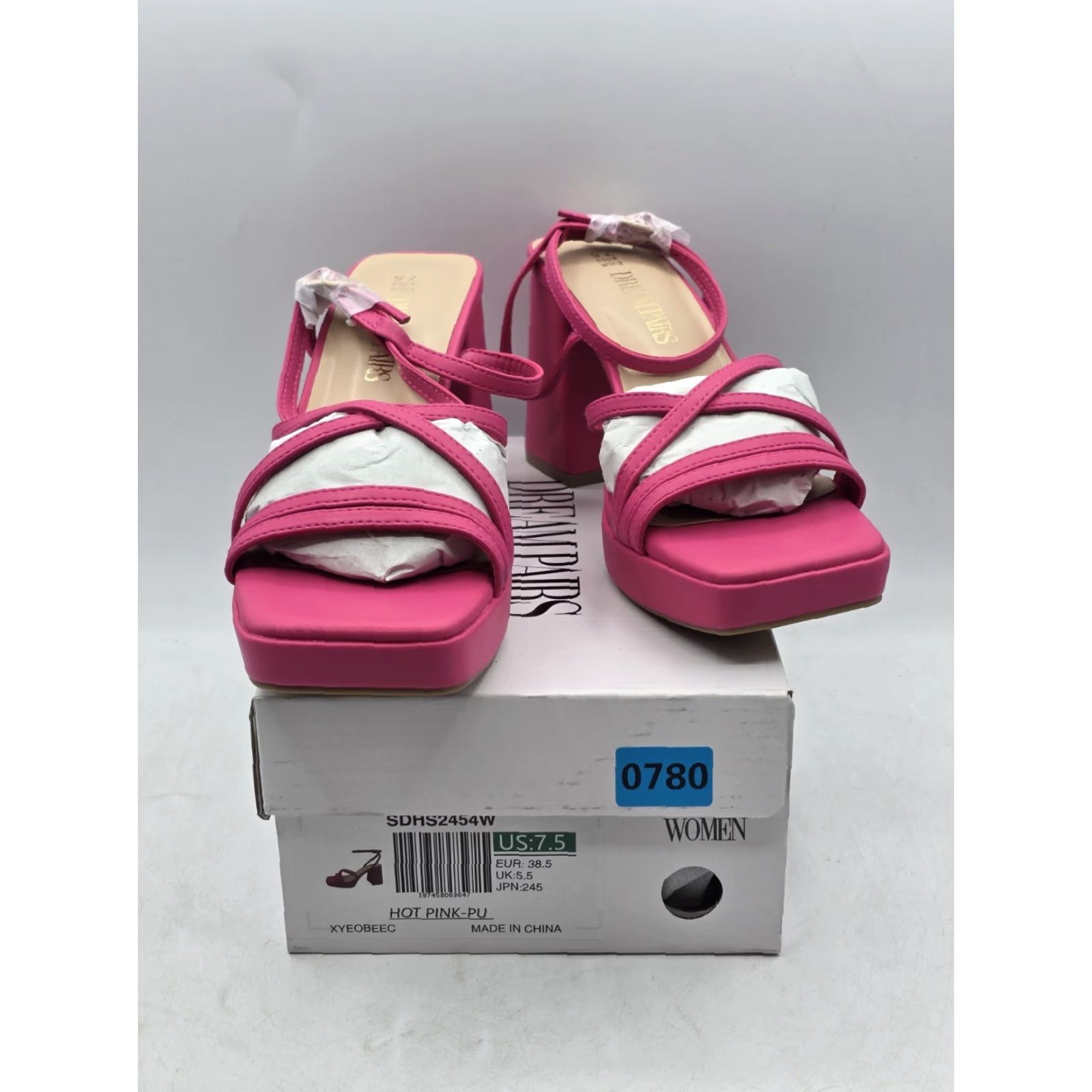 Pinko Dream Pairs Sandal Women’s Platform Chunky Heeled Sandal - Hot Pink - Size 7.5 - Strappy Ankle Strap - Pink - Women - NIB Size US 8 / IT 38 - 2 Thumbnail