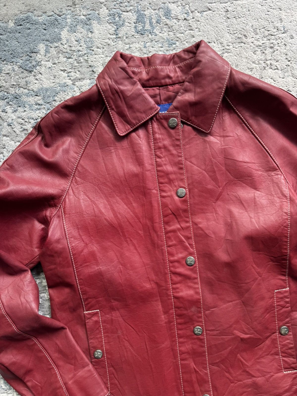 Burberry Prorsum Burberry Blue Label Burgundy Leather jacket Size 38 Size M / US 6-8 / IT 42-44 - 4 Thumbnail